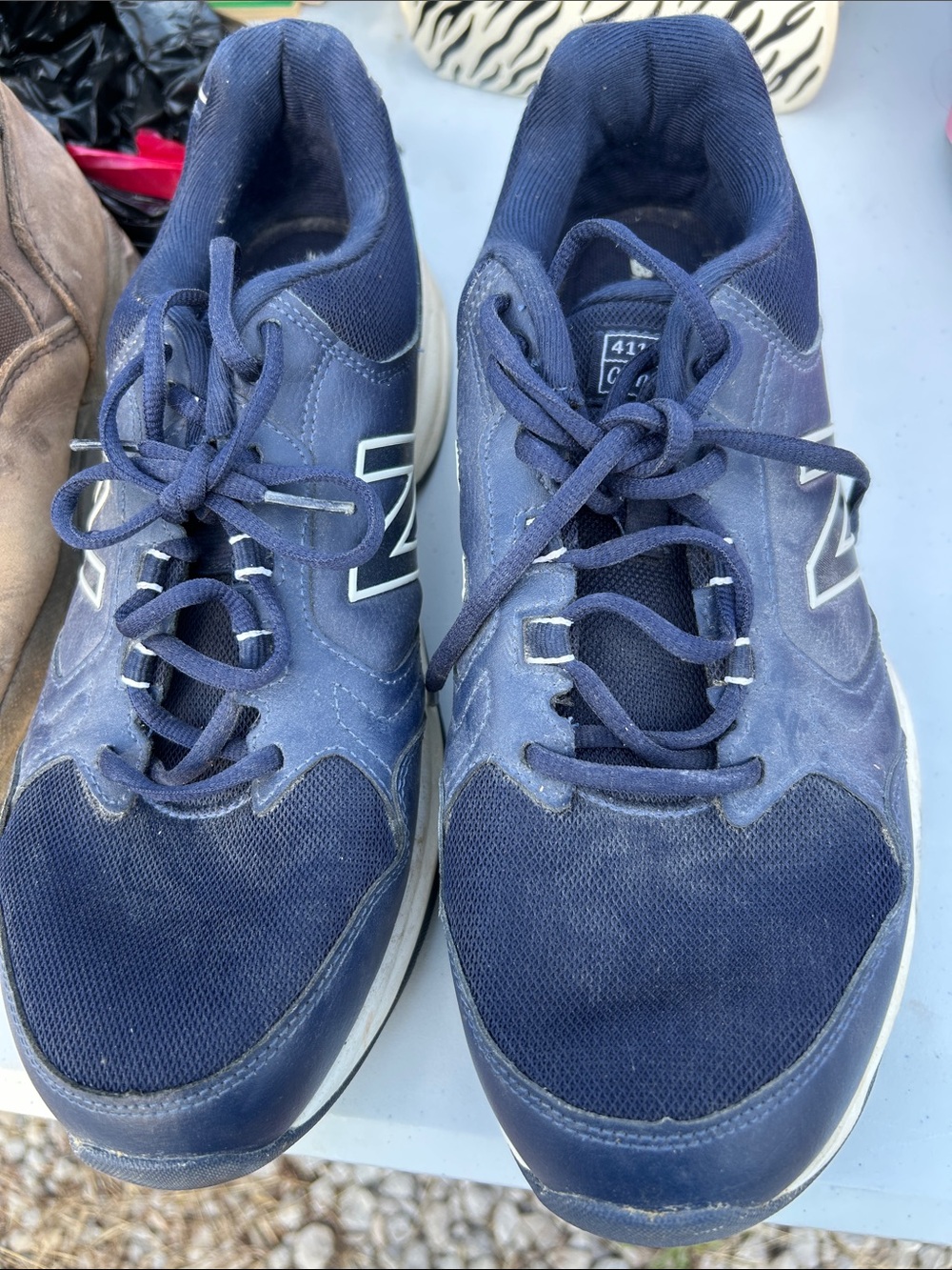 New Balance Men's Navy Blue Athletic Sneakers with White Accents